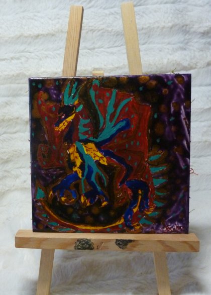 carrelage peint main "dragon"