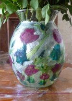 vase en verre peint main